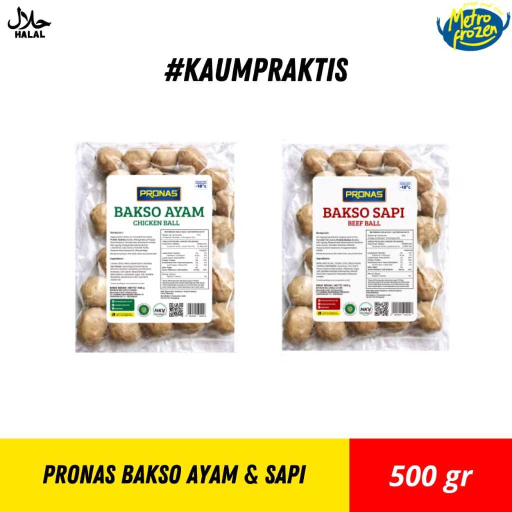 PRONAS Bakso Ayam & Bakso Sapi 500gr //pentol ayam //pentol sapi