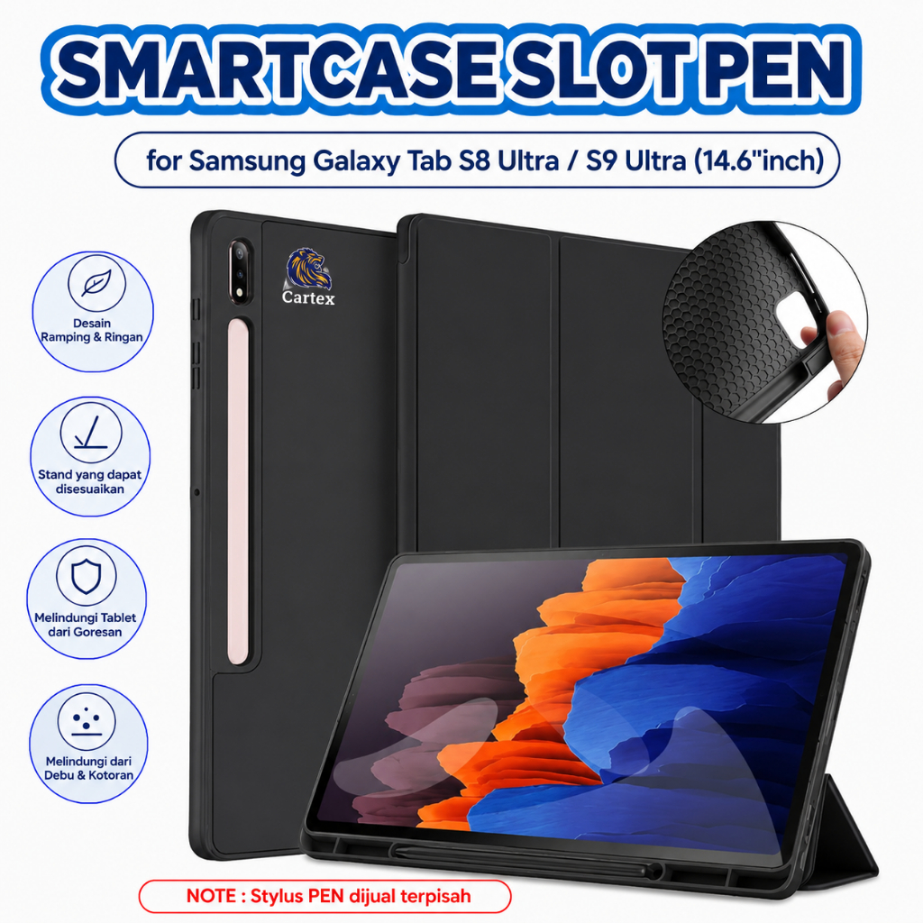Smartcase Slot Pen Samsung Galaxy Tab S8 Ultra /S9 Ultra 14.6"inch / case samsung tab s8 ultra / cas