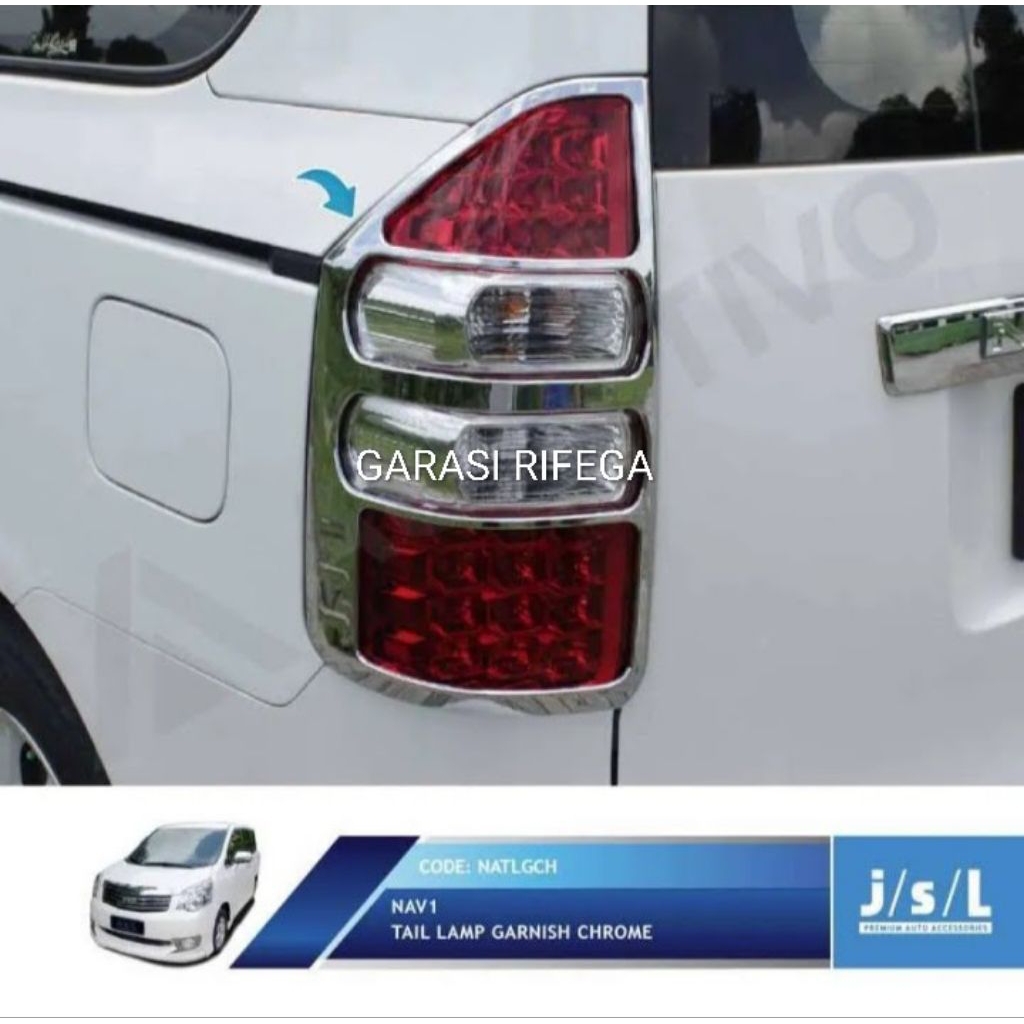 GARNISH TAIL BELAKANG TOYOTA NAV-1 ( WARNA CHROME )