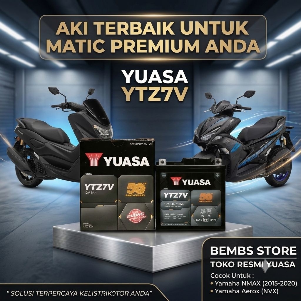 Aki Yuasa YTZ7V 6 amper Aki OEM Nmax 2020 kebawah  AEROX ABS, Lexy