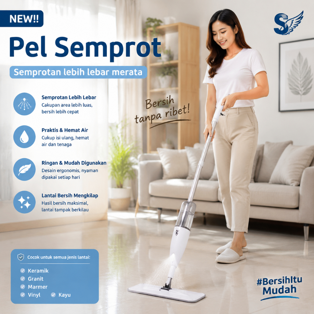 Spray Mop Semprot Otomatis Tangki Air Microfiber / Alat Pel Semprot Lantai Keramik