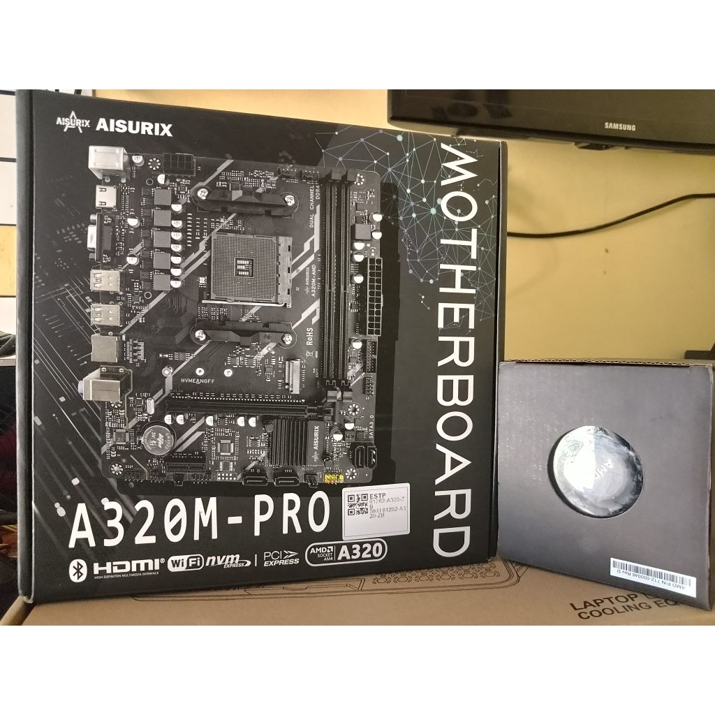 Mobo am4 BARU A320M + RYZEN 5 2600X FAN ORIGINAL