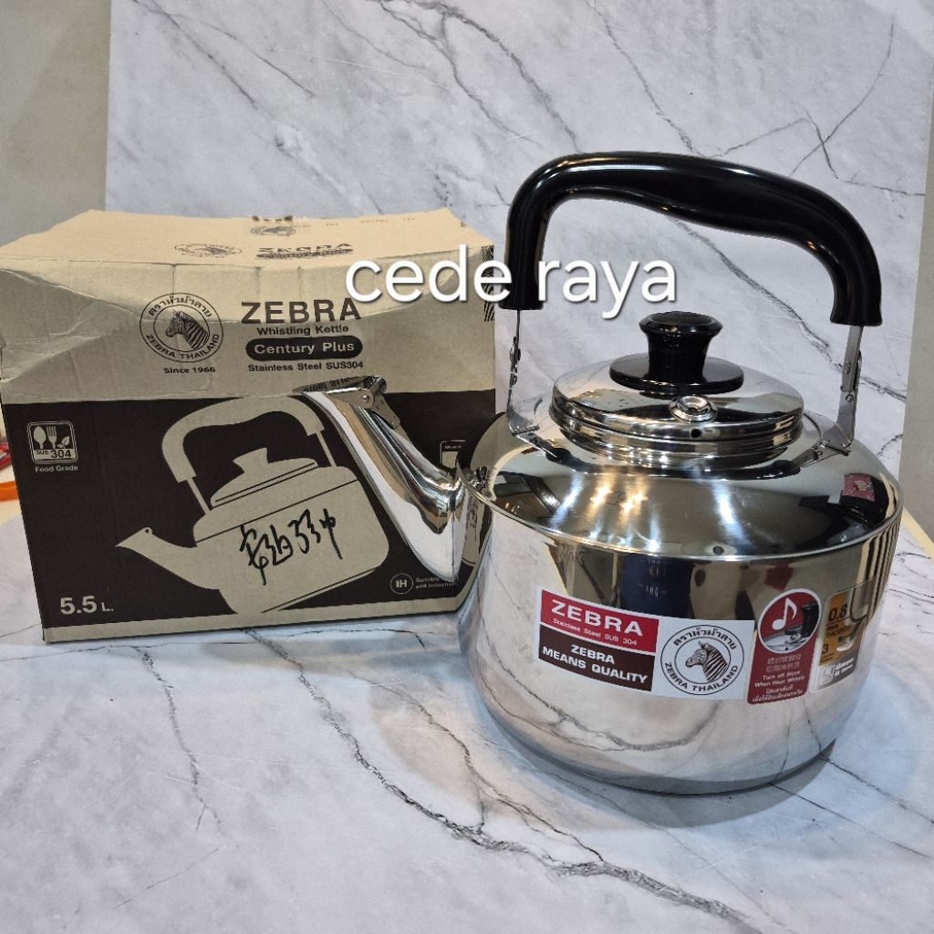 ceret / teko masak bunyi zebra stainless sus304 century plus 5.5 ltr