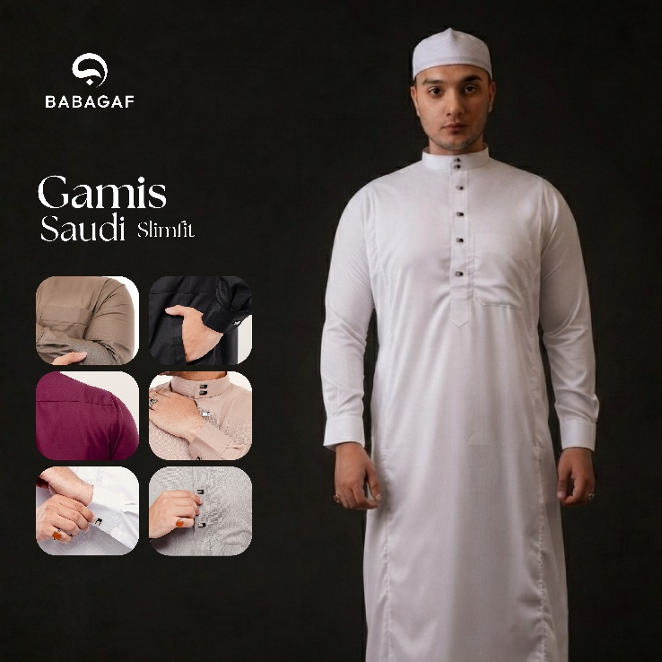 Babagaf Gamis Saudi Slimfit Lengan Manset