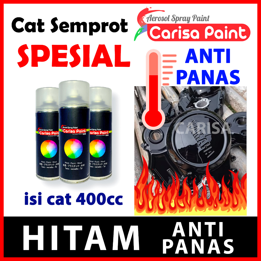 Cat Semprot Anti Panas Hitam Tahan Panas Heat Resistant Black Carisa Paint Cat Aerosol Candytone Can