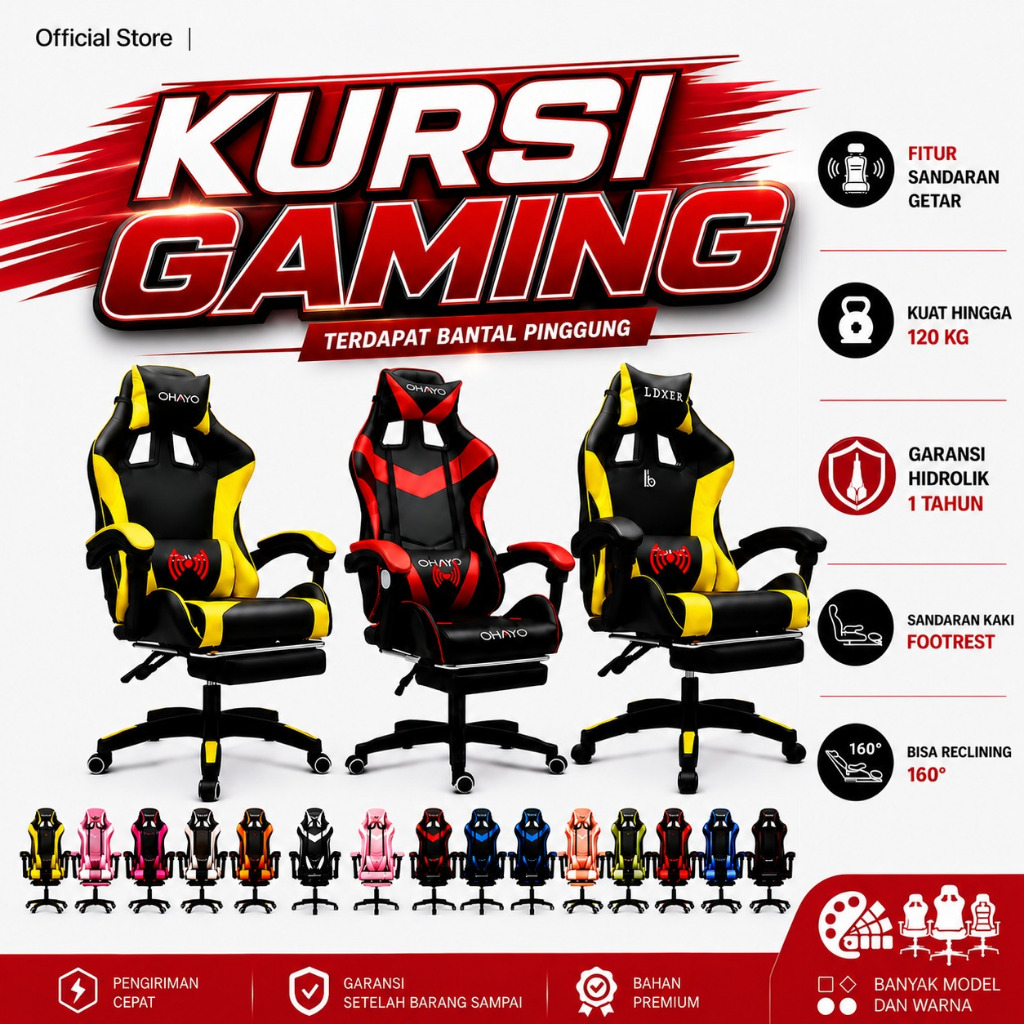 Kursi Gaming Chaho Bangku Gaming Komputer Gamers Kualitas Premium Kursi Gamers Kursi Live