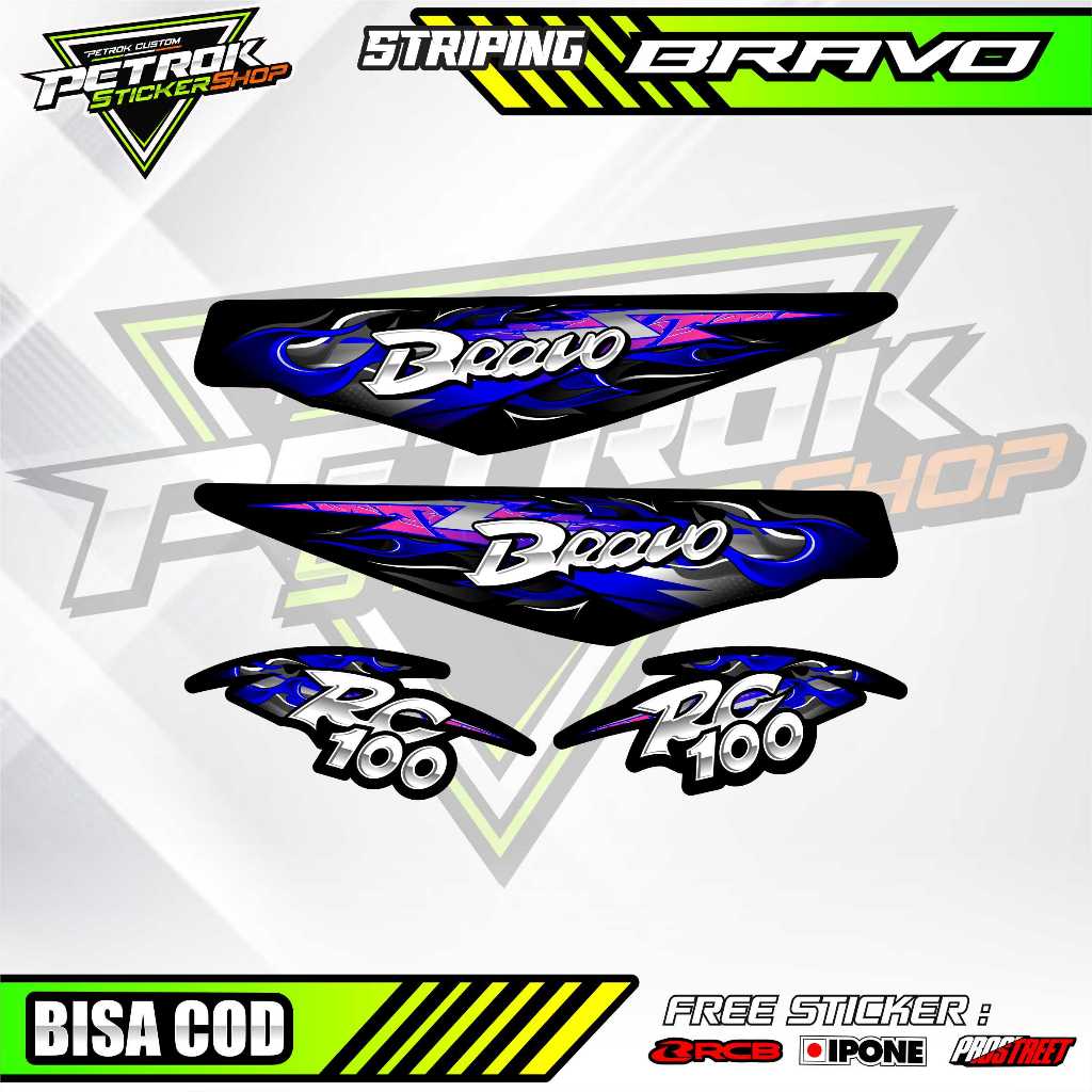 STRIPING VARIASI MOTOR BRAVO RC 100 - FIREBLADE / STIKER LIST SUZUKI BRAVO RC 100