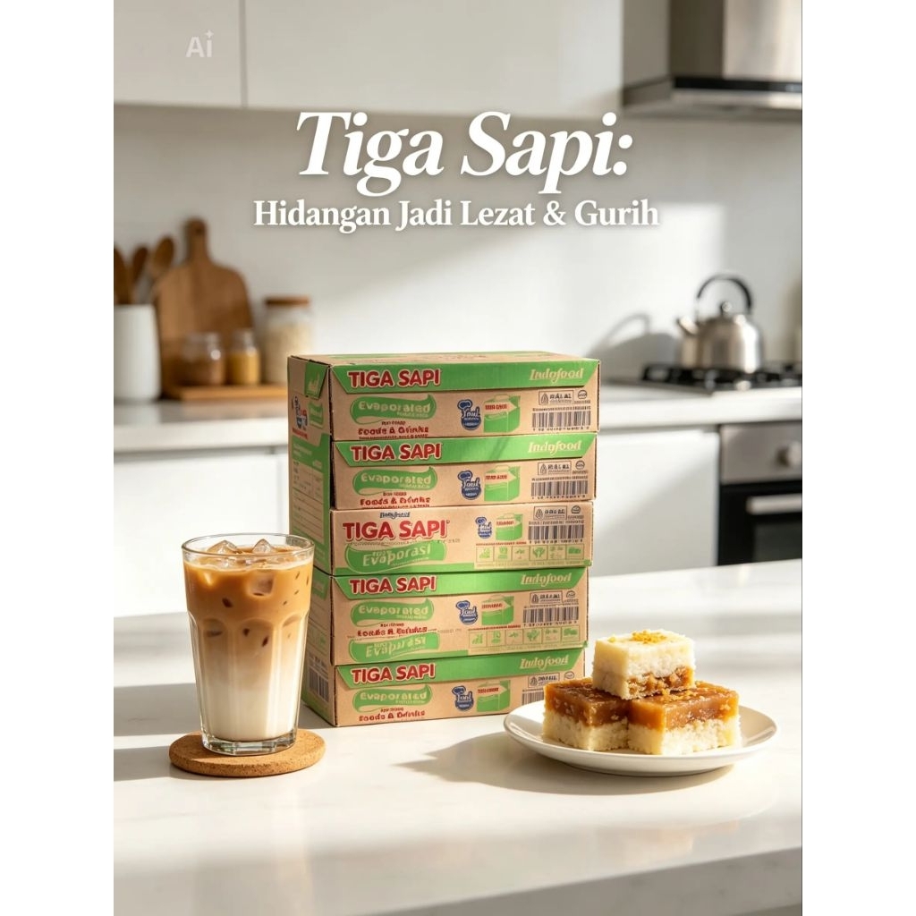 Evaporasi tiga sapi 1 karton/Dus ( isi 12 pack X 500gr )
