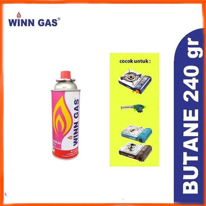 Gas Portable Winn Gas 240gr / 235gr Original - Gas Kaleng Kompor Portable Mini & Gas Torch Pemantik 