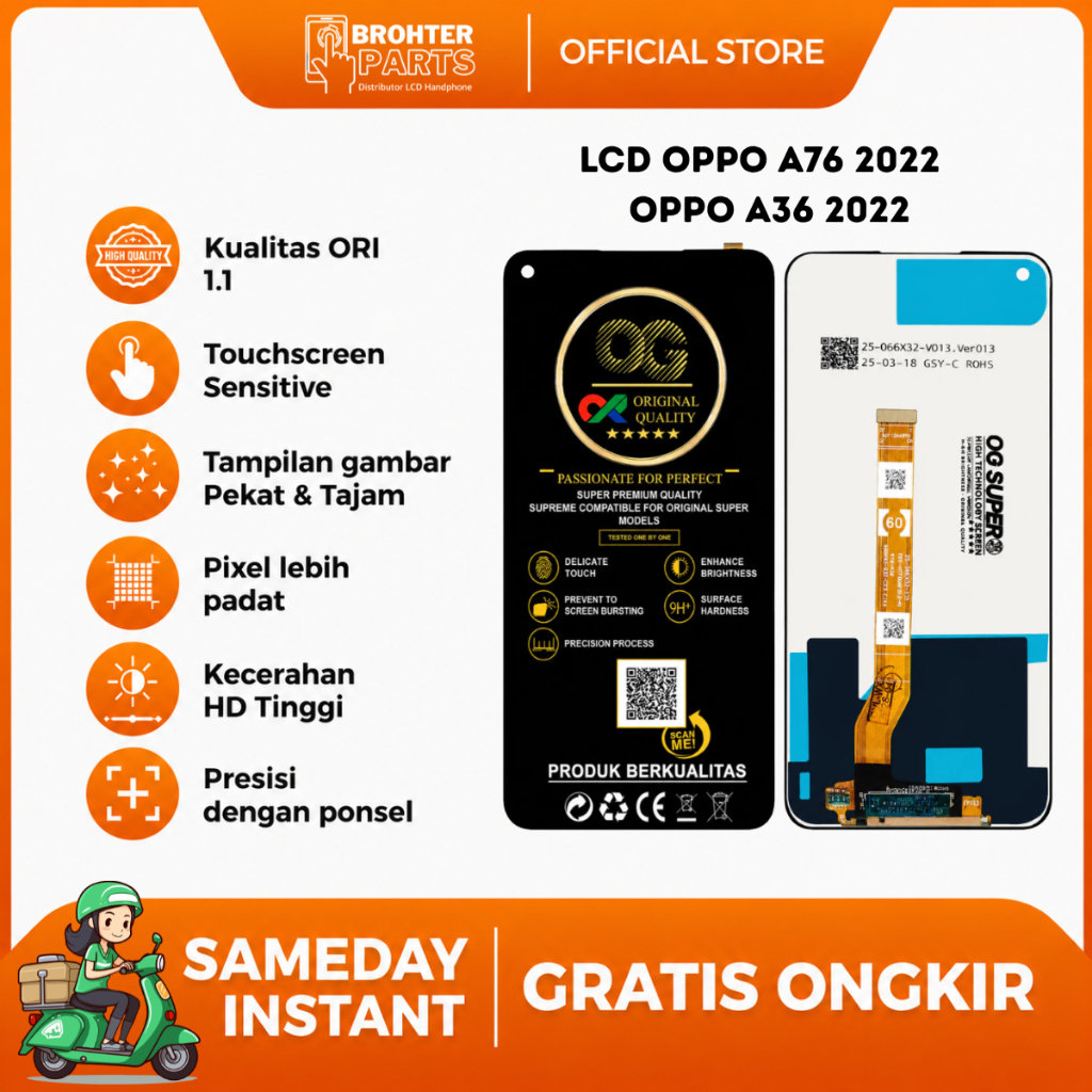 LCD OPPO A76 2022 / OPPO A36 2022 FULLSET ORIGINAL – TOUCHSCREEN COMPLETE
