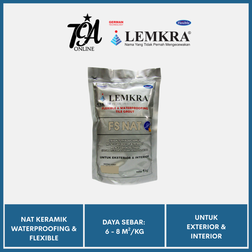 Lemkra FS Nat Pengisi Nat Keramik Granit Marmer Batu Alam Fleksibel Waterproof Anti Retak Anti Keput