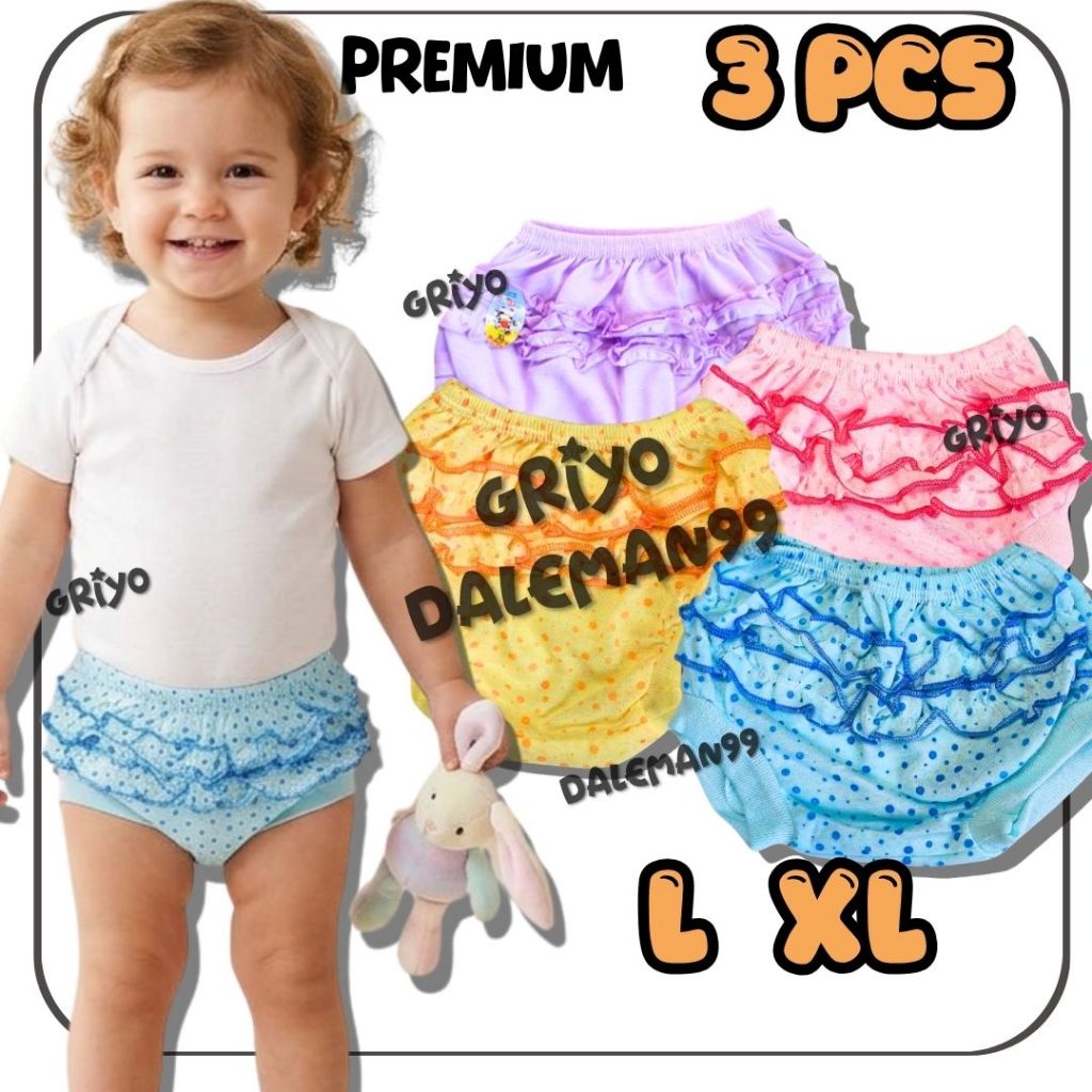 ISI 3 PCS Celana Pop Rempel MHL Anak Cewek/ Short Pants Kids Pendek Ukuran L XL GRIYO DALEMAN99