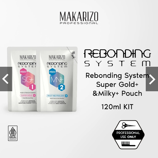 Makarizo Professional Rebonding System Kit (Step 1+Step 2) Super Gold 125 mL