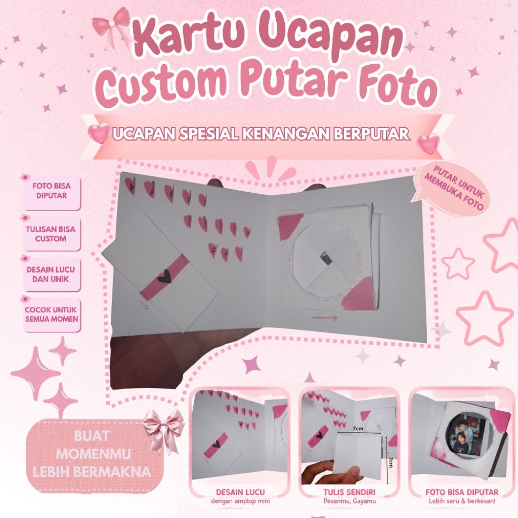Kartu Ucapan Putar Foto Custom | Surprise Greeting Card Birthday, Anniversary, Wisuda, Gift Unik