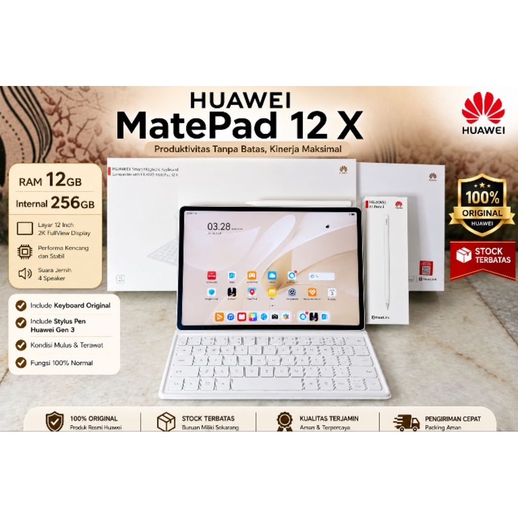 Huawei matepad 12x 12/256 tahun 2025 fullset second original