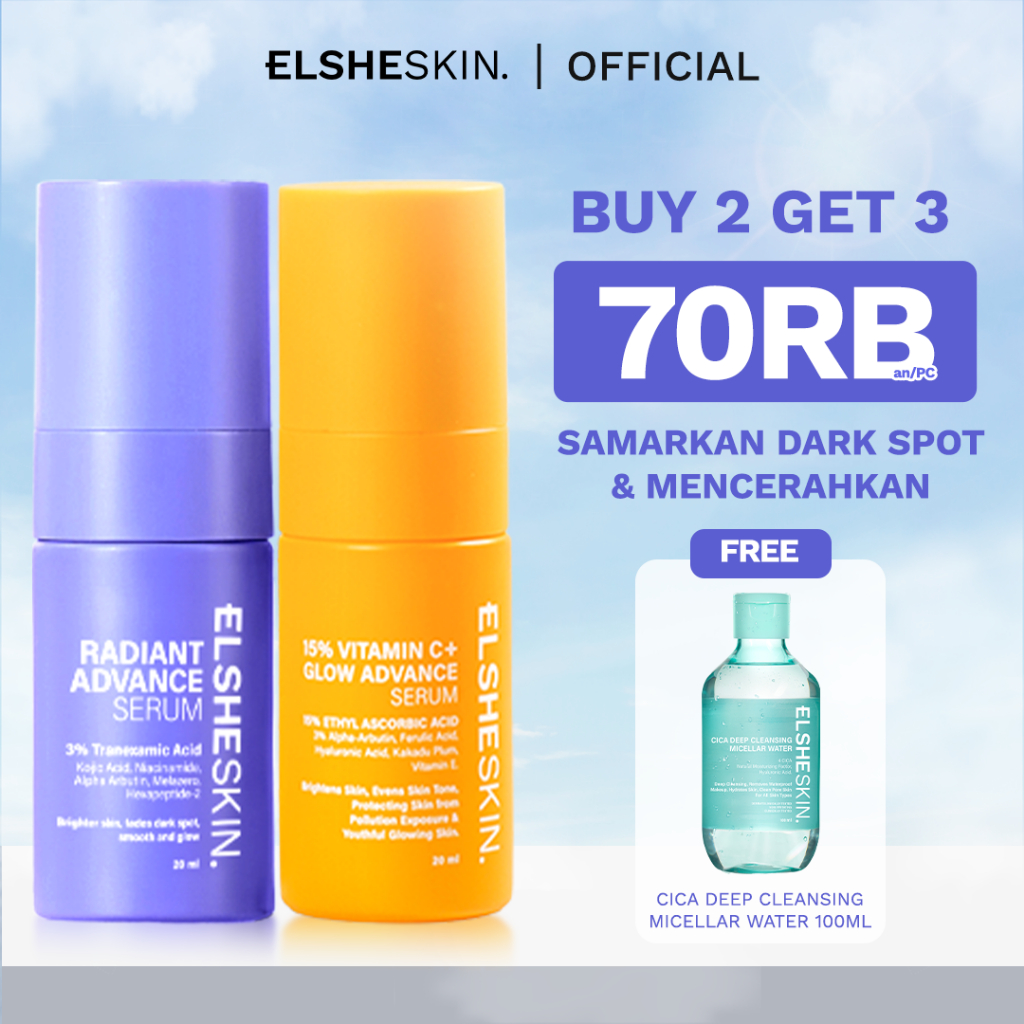 [BUNDLE 2 SERUM] Elsheskin Maximum Radiance & Vitamin C Advance Serum -Skincare 2 Pcs Serum - Anti-A