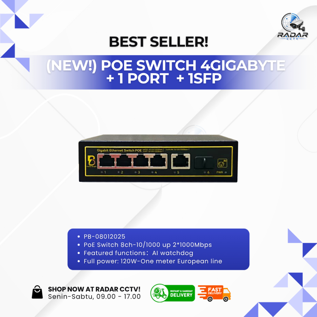 (NEW)Smart POE Switch FULL Gigabit 4 Port POE + Uplink + SFP 1000Mbps / Switch POE 4Port Gigabit Pow