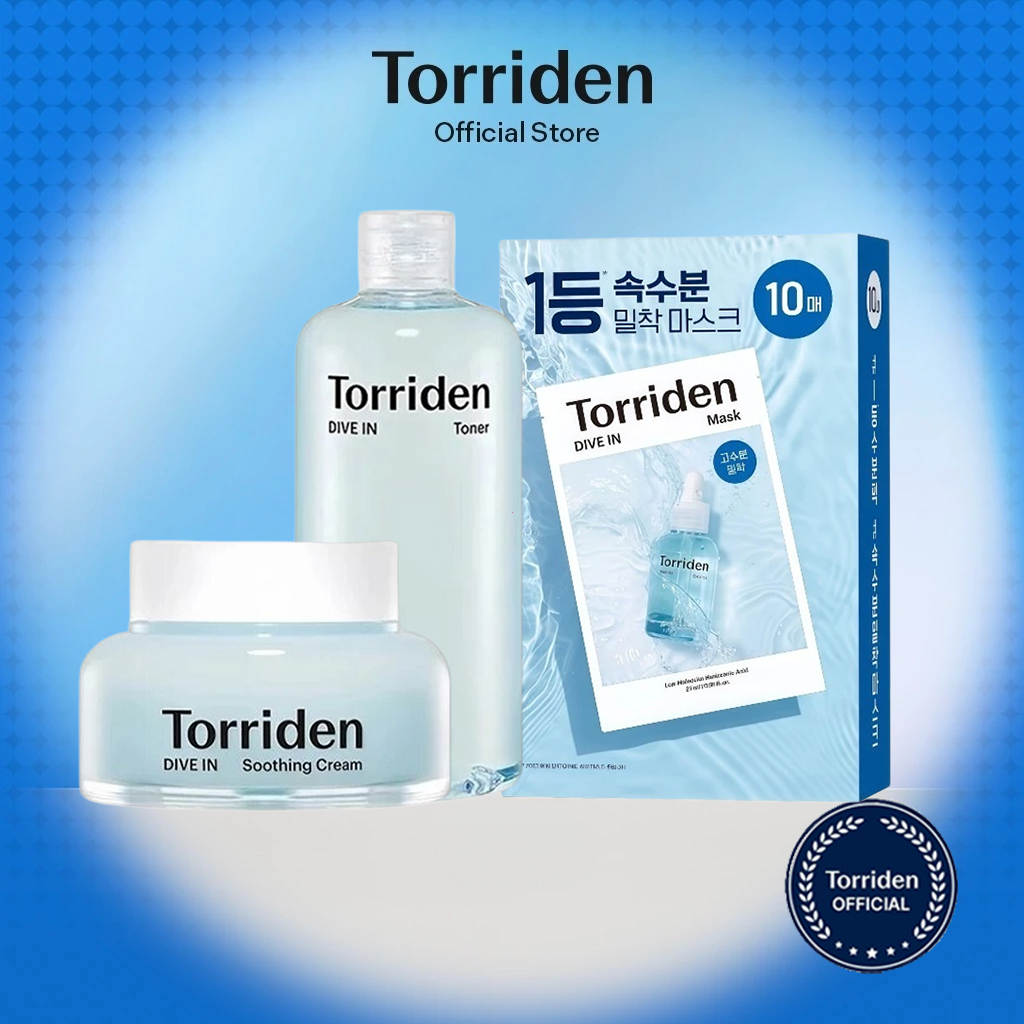 Torriden DIVE IN Toner Low Molecular Hyaluronic Acid +TORRIDEN DIVE IN Soothing Cream+Torriden DIVE 