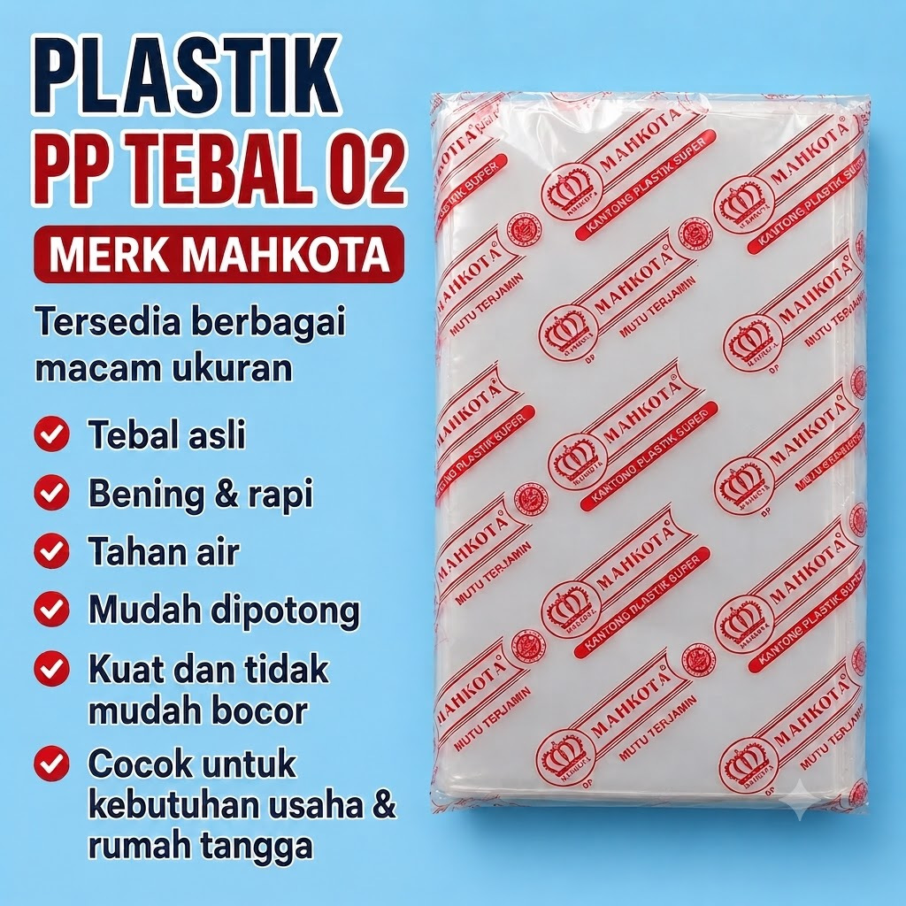 Plastik PP Tebal 02 ukuran 13x40 14x40 15x35 15x40 16x40 17x40 18x40 20x40 28x48