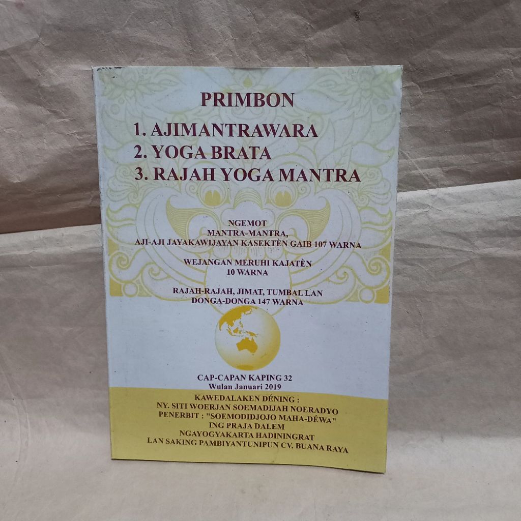 buku primbon ajimantrawara, yoga brata, rajah yoga mantra