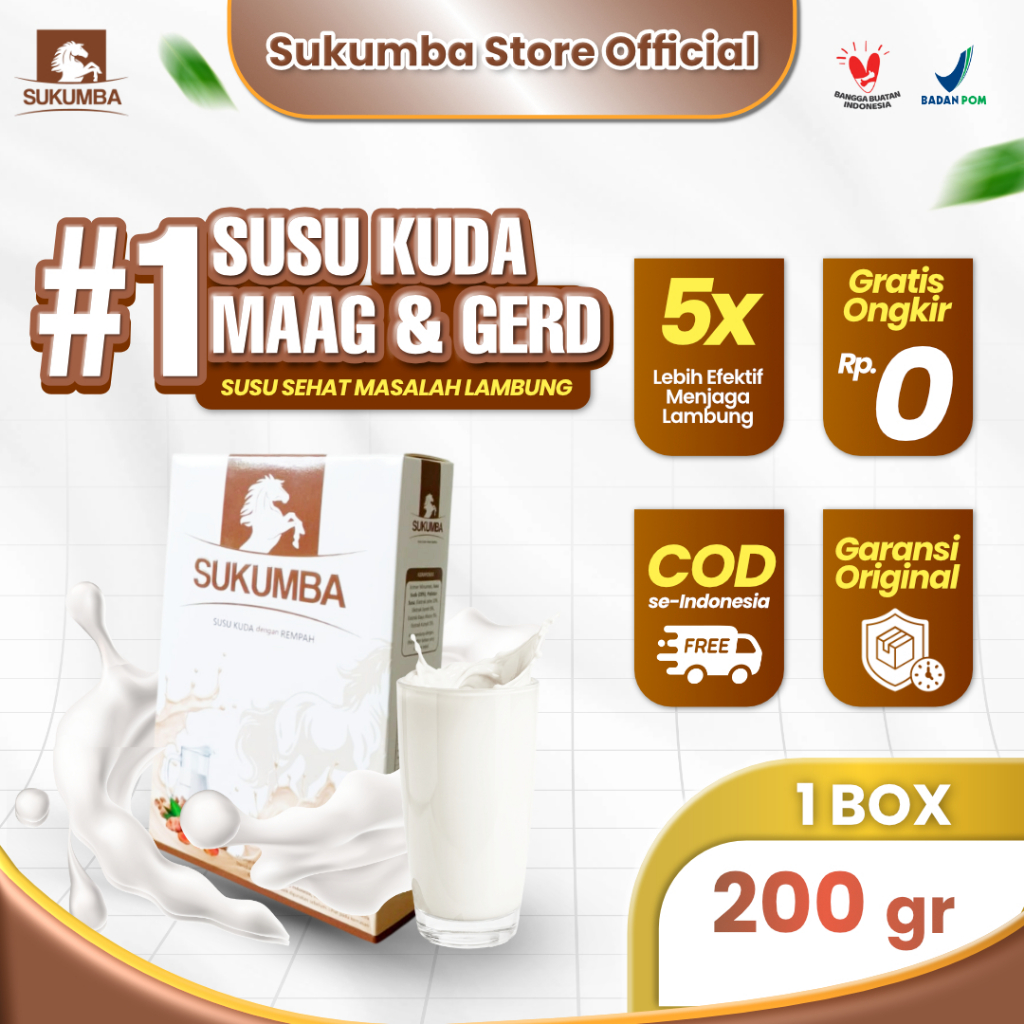 SUKUMBA Susu Kuda Liar Rempah Sudah BPOM - Atasi Asam Lambung, Gerd, Nyeri Perut - 5X Lebih Efektif 