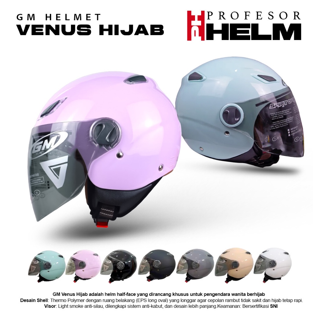 Helm Wanita GM VENUS HIJAB Helm hijab polos SNI
