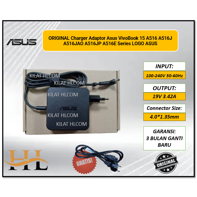ORIGINAL Charger Adaptor Asus VivoBook 15 A516 A516J A516JAO A516JP A516E Series LOGO ASUS
