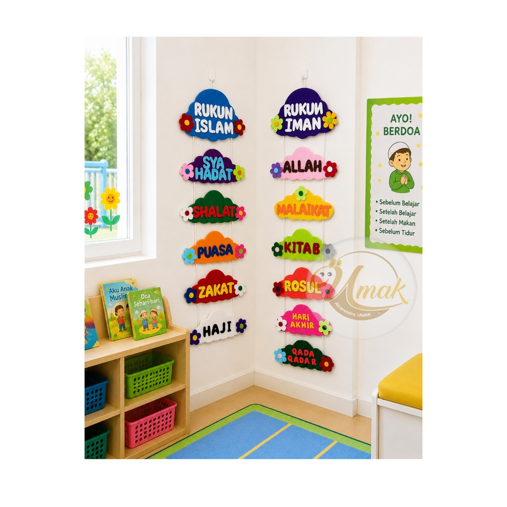 Hiasan Dinding Edukasi TK/PAUD Rukun Islam & Rukun Iman