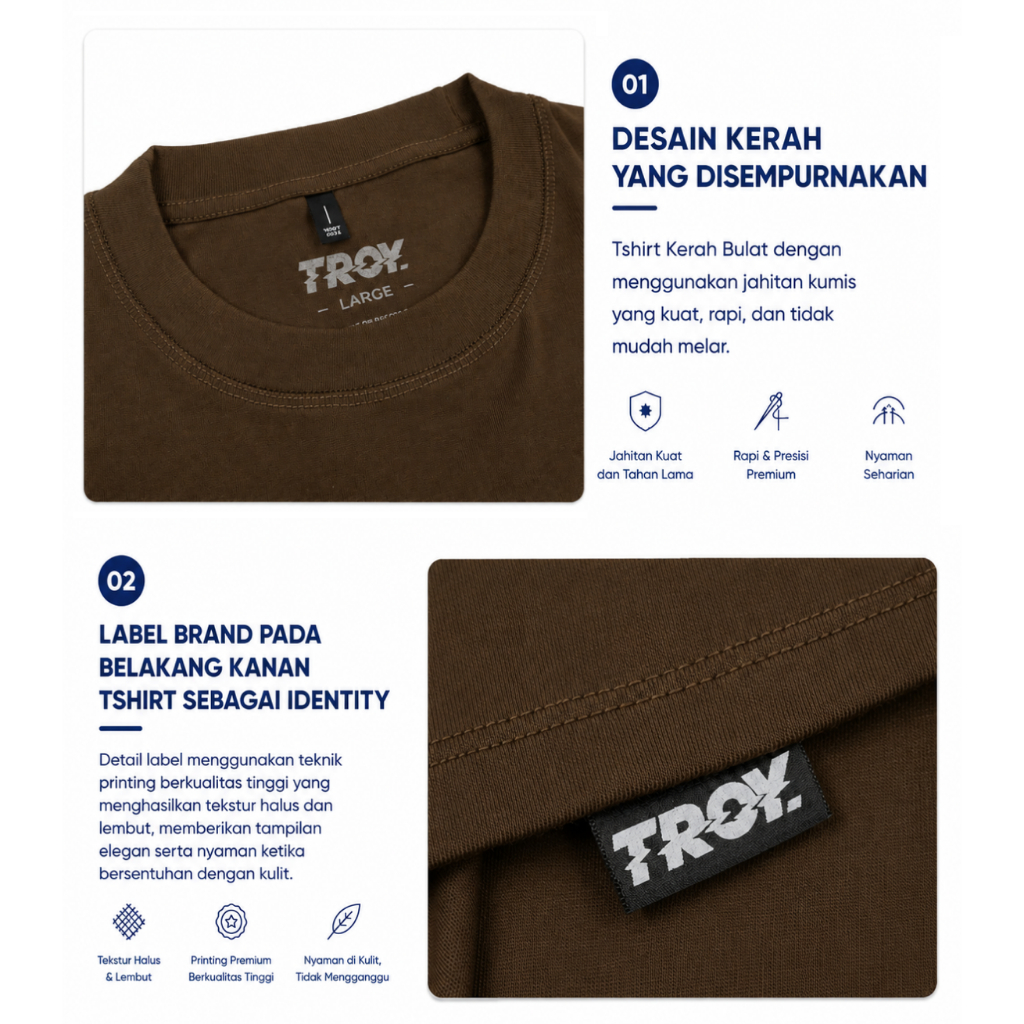 Troy Company Tshirt Toffee Stabbed - Kaos Pria Lengan Pendek Coklat Toffee MTD 3649