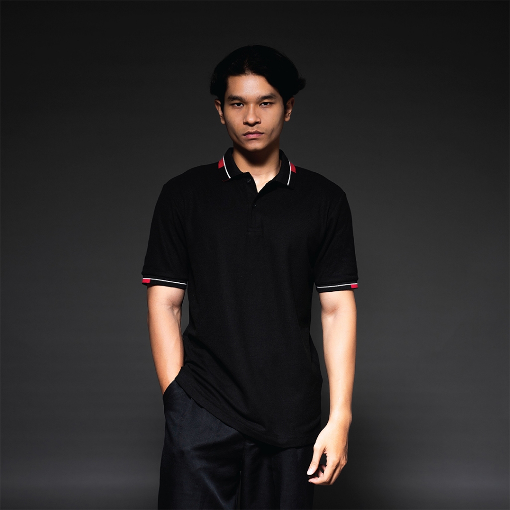 POSHBOY Polo Shirt Pria Warna Black - Kaos Polo Pria Lengan Pendek Queens