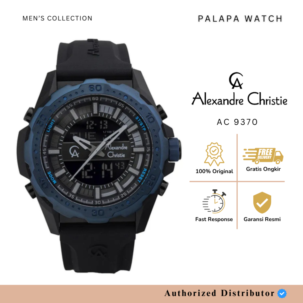 Jam Tangan Pria Alexandre Christie AC 9370 / ac9370 / 9370 Rubber Digital Original