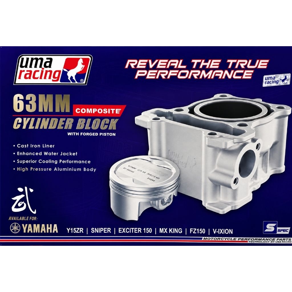 Cylinder block UMA Racing 63MM MX King Vixion Mx 135 New Old R15 V2 Blok UMA Racing 63mm
