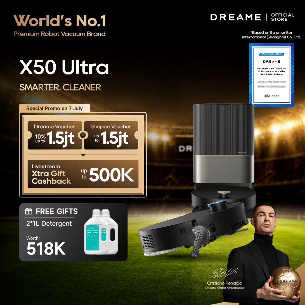 Dreame X50 Ultra Robot Vacuum and Mop 20000Pa Hitam/Putih
