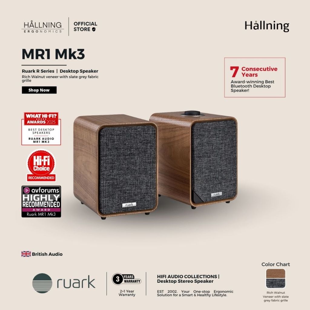 Ruark Audio MR1 Bluetooth Speaker System - Rich Walnut Veneer