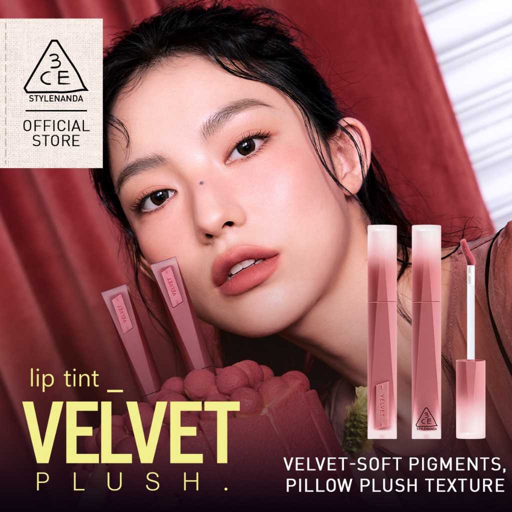 [HOT FROM SEOUL] 3CE Velvet Plush - Liptint Soft Blur Matte 24H Non-drying Lightweight Comfortable Velvet Lip Tint Lipstick Asian Shades K Beauty Korean
