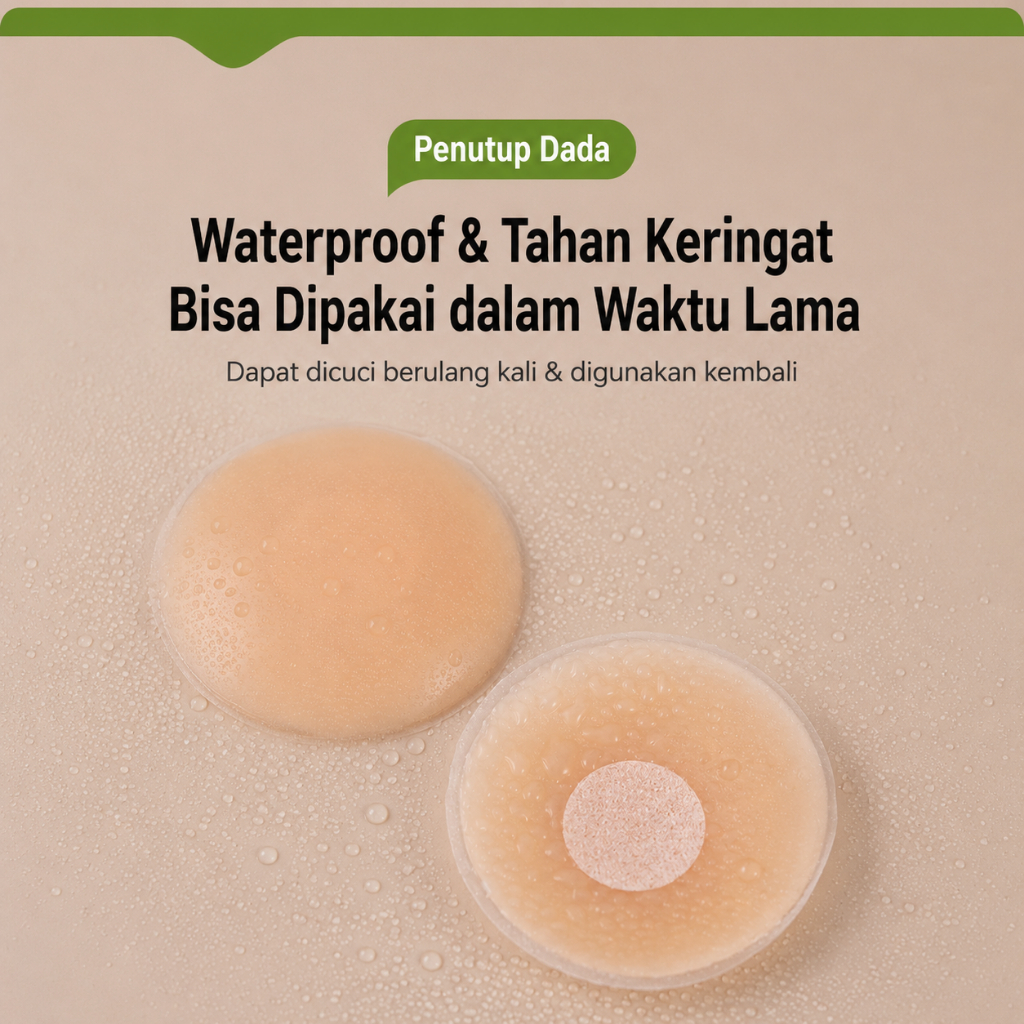 [1 pasang] Elycia Nipple Silicone Pad Premium Waterproof Anti Keringat Nipple Pad Penutup Puting Reu