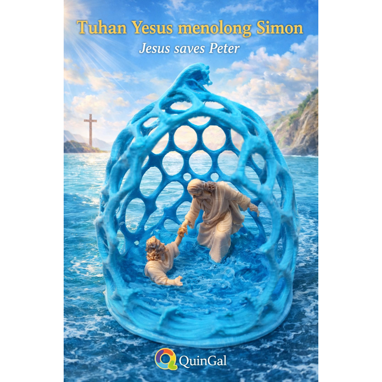 Dekorasi Katolik 3D – Tuhan Yesus Menolong Simon (Jesus Saves Peter)