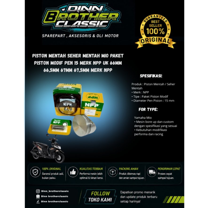 PISTON MENTAH SEHER MENTAH MIO PAKET PISTON MODIF PEN 15 MERK NPP Uk 66MM 66,5MM 67MM 67,5MM MERK NP