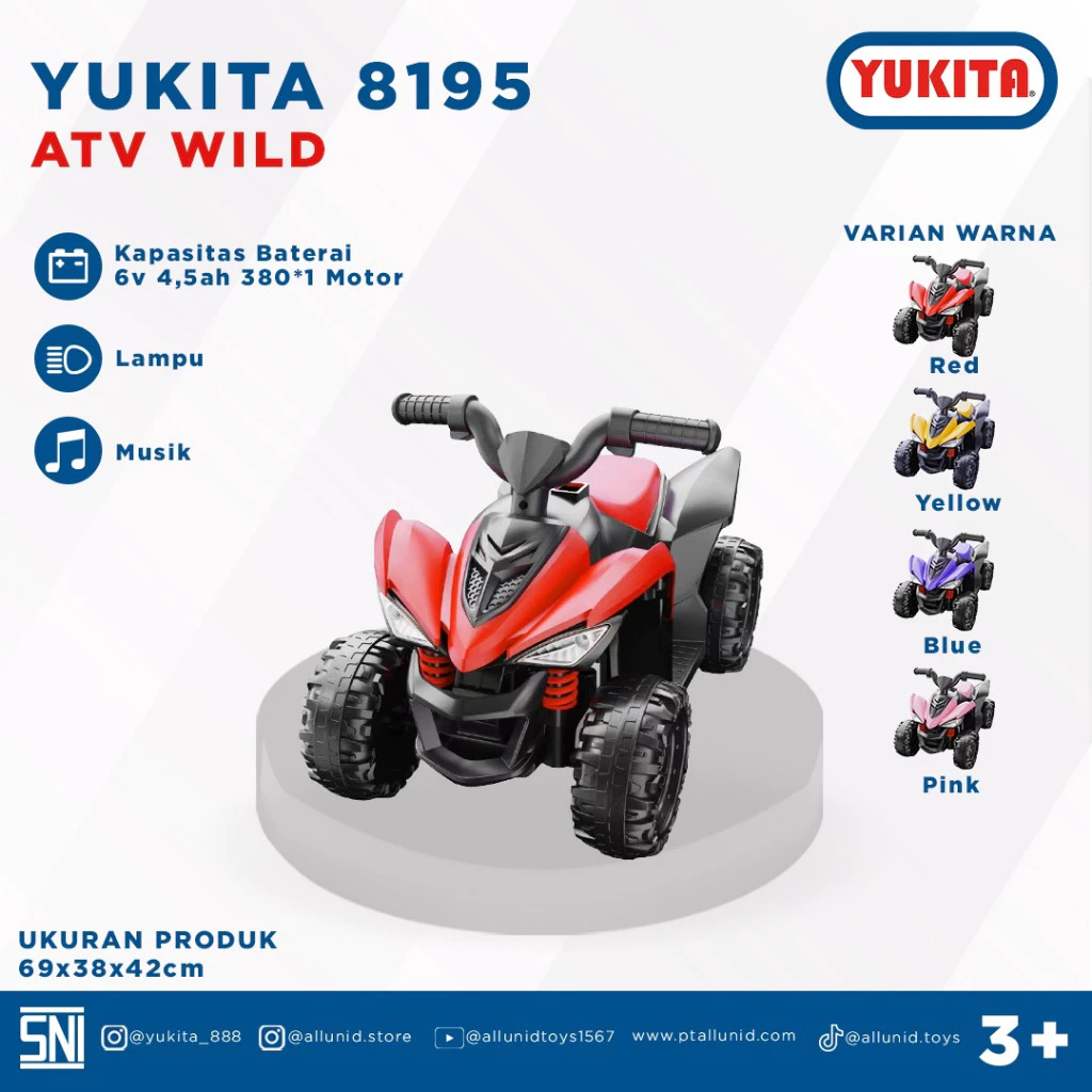 Mainan Anak Motoran Aki ATV YUKITA 8195 YUKITA ATV 8195 Wild