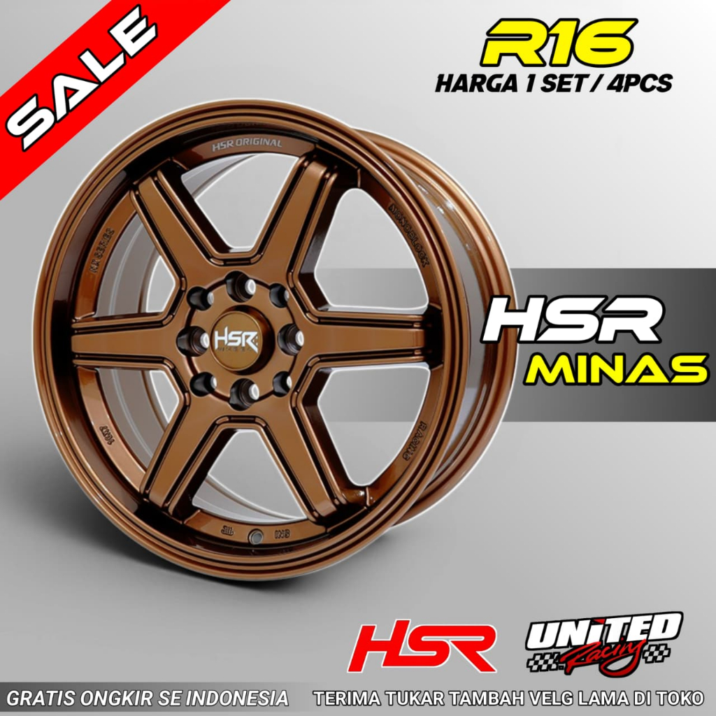 Velg HSR MINAS Bukan TE37 R16 4X100-4X114,3 Lebar 7 Et42 Glossy Coffe Bronze