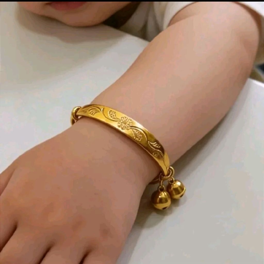 Gelang keroncong ukir anak titanium elegan