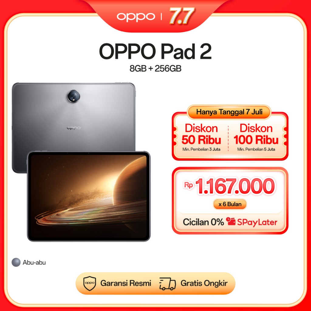 OPPO Pad 2 8GB/256GB [67W SUPERVOOC 9510mAh, 11.61 inch ReadFit Screem, 144Hz Refresh Rate, Dolby At