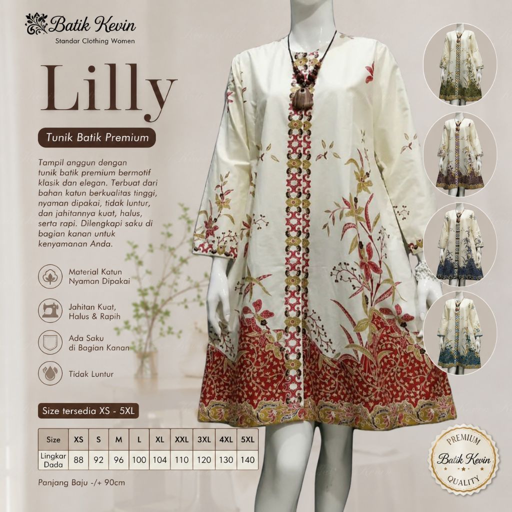 BATIK KEVIN - BAJU BATIK WANITA ATASAN - TUNIK BATIK WANITA - BAJU KANTOR - ATASAN WANITA
