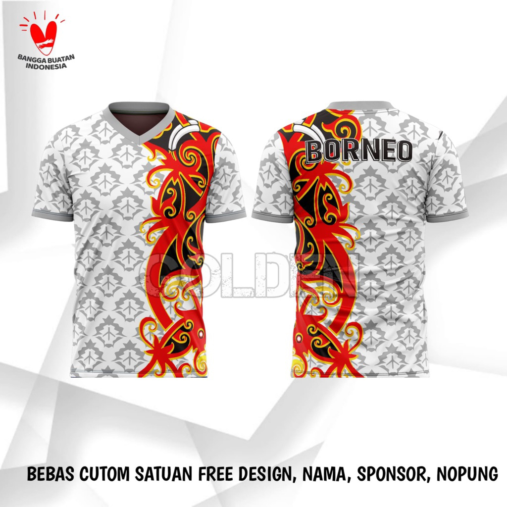 kaos jersey motif batik kalimantan/baju koas motif batik dayak murah/kaos jersey motif batik dayak