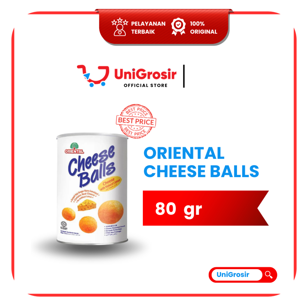 [UniGrosir]  ORIENTAL CHEESE BALLS SNACK BOLA KEJU SNEK CHIKI KALENG ~ 80 gr