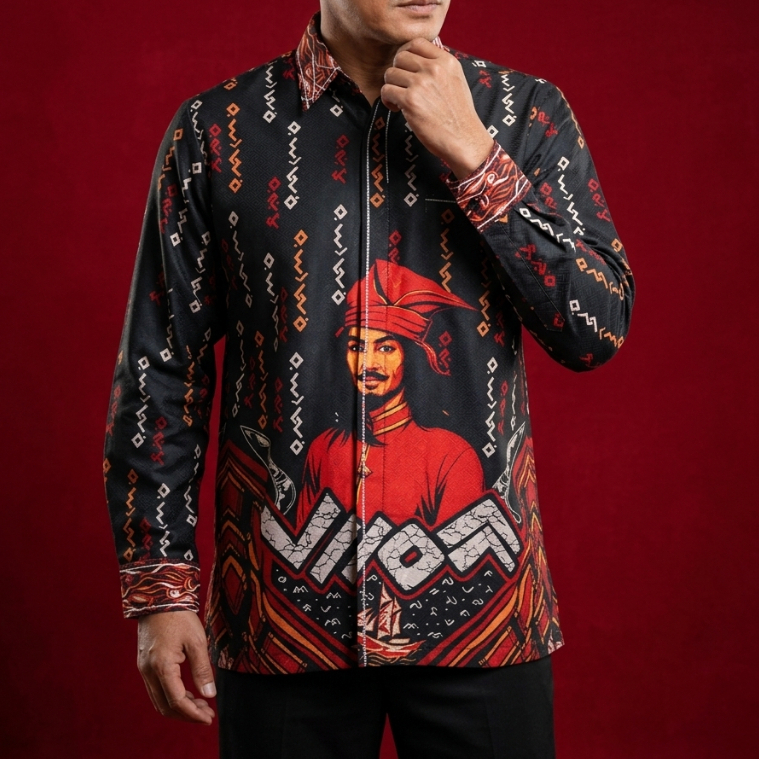 Batik Dobby Premium Motif Sultan Hasanuddin Merah Bata per 0.5 Meter - Bahan Kain Katun Dobby Mewah 