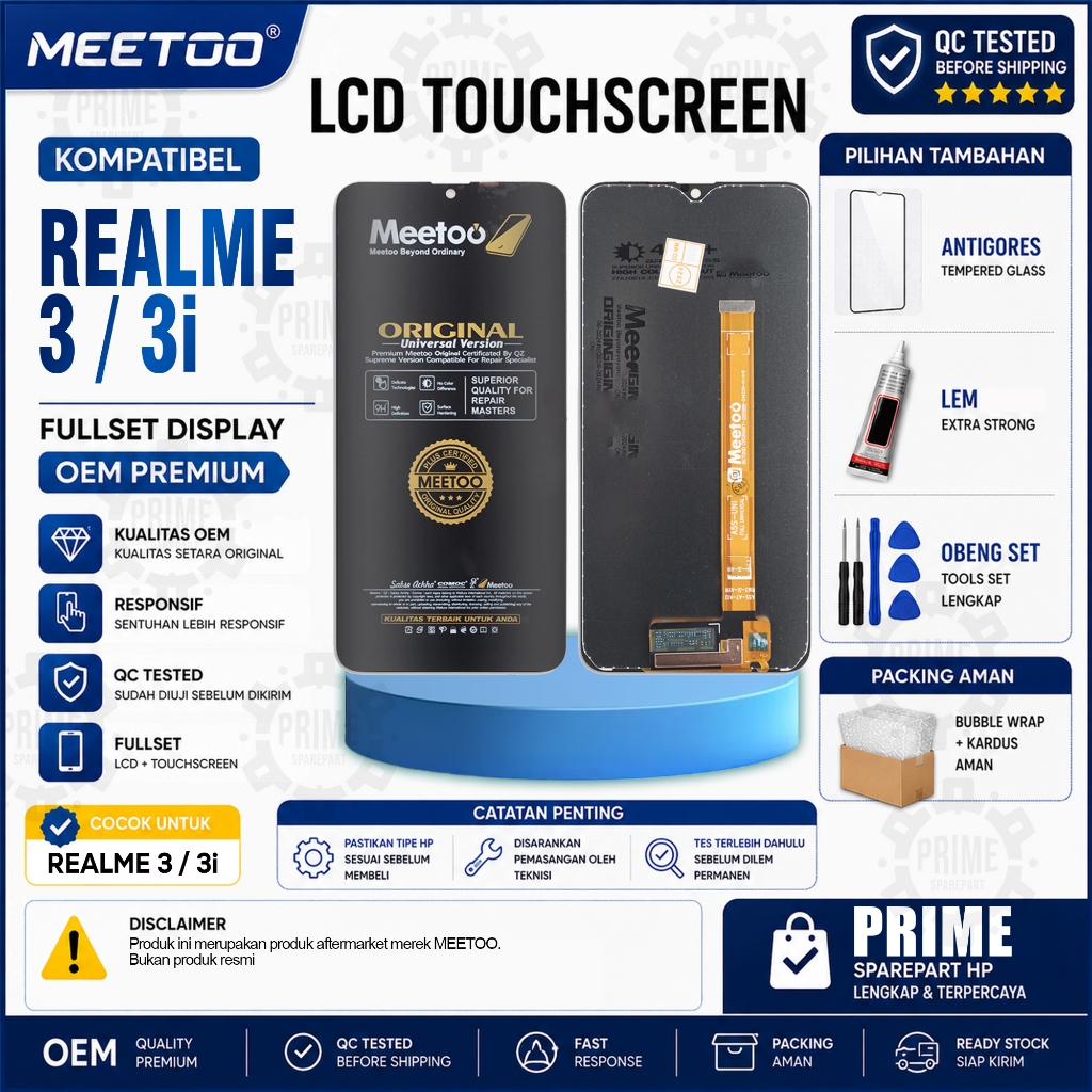 LCD REALME 3 / 3i ORIGINAL MEETOO LCD TOUCHSCREEN REALME 3 / 3i FULLSET