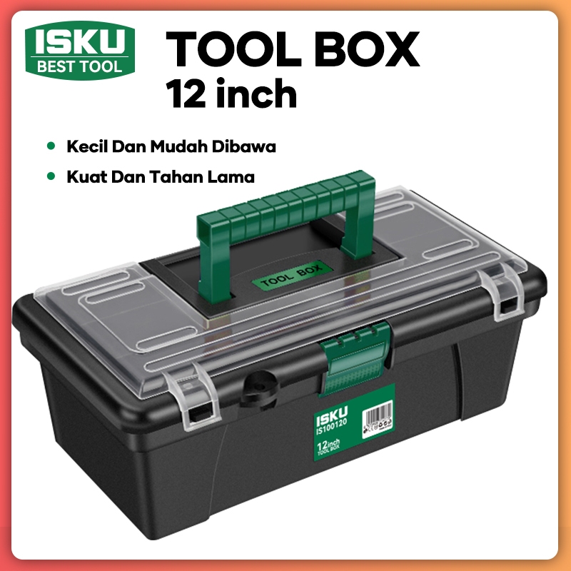 ISKU Tool Box Mini 12 Inch Kotak Perkakas Kecil Tempat Penyimpanan Alat Tukang Baut Kunci Obeng Kope