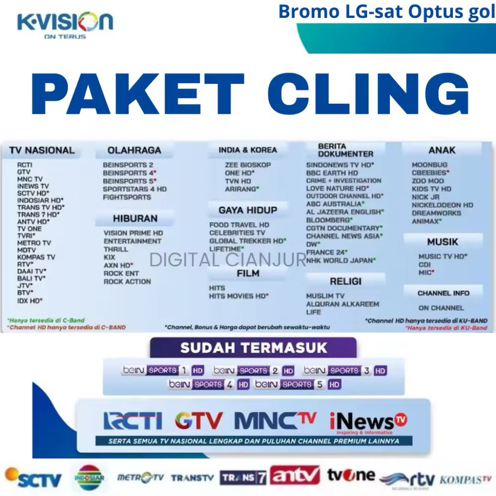 Voucher Paket K-Vision Cling 90/180/360 Hari Kvision Nonton Fifa World Cup 2026 Pildun