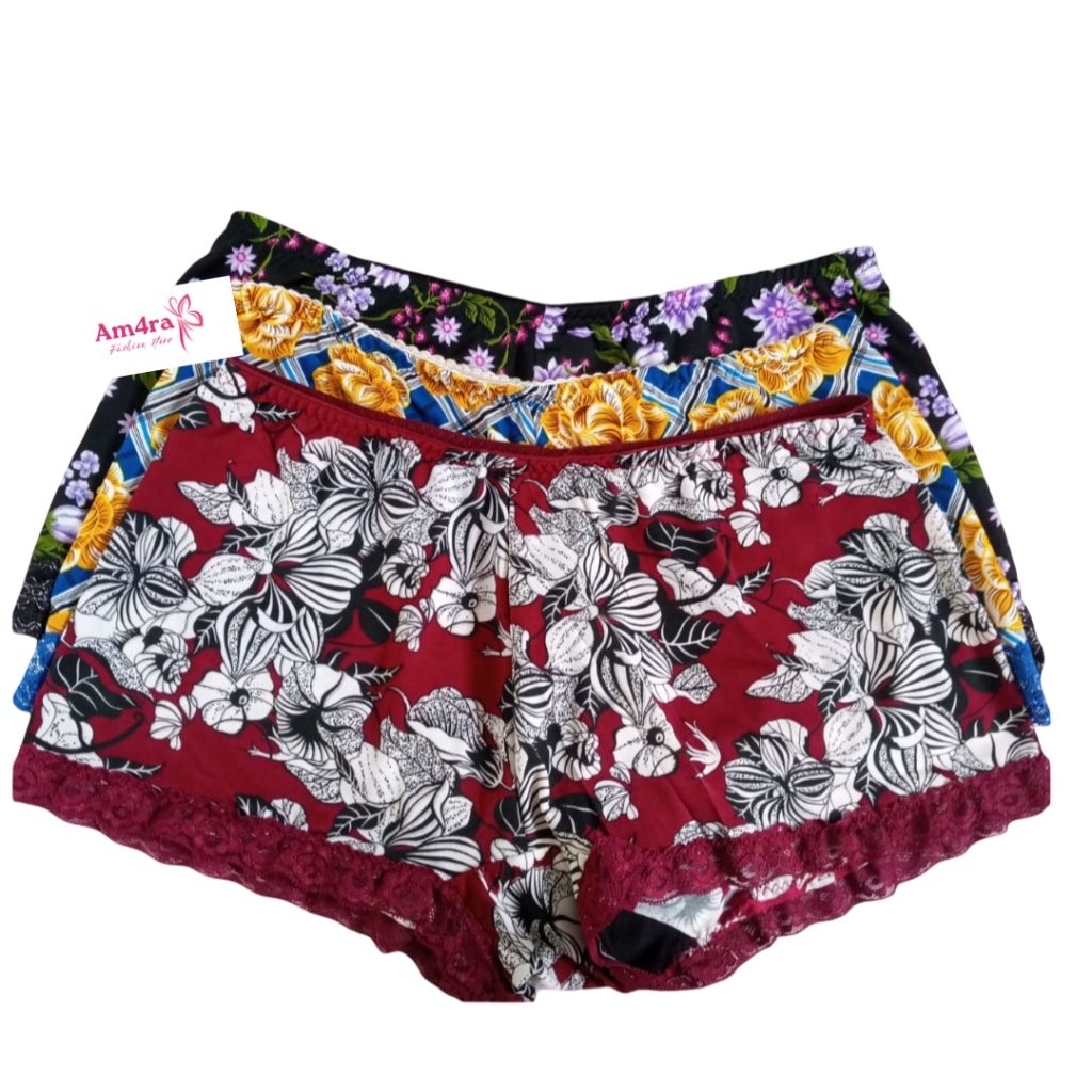 CD Hotpants Wanita Viral 3 Pcs Celana Dalam Boxer  Spandek Jersey Motif Random Kekinian